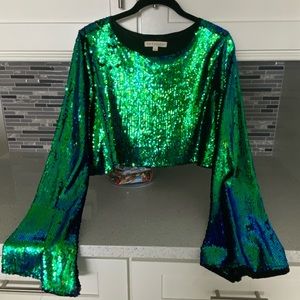 Sequin crop blouse